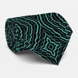 Wavy Tilted Ribbon Pattern With Teal On Black Slips