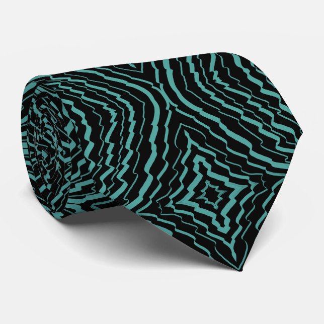 Wavy Tilted Ribbon Pattern With Teal On Black      Slips (Rullad)