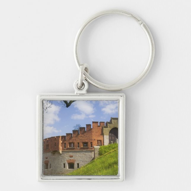 Wawel slott, Krakow, Polen Fyrkantig Silverfärgad Nyckelring (Framsidan)