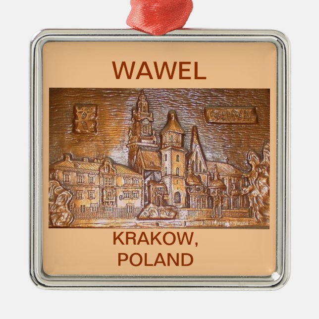 WAWEL-SLOTT KRAKOW POLEN PÅ SOLBRÄND BAKGRUND JULGRANSPRYDNAD METALL (Framsidan)