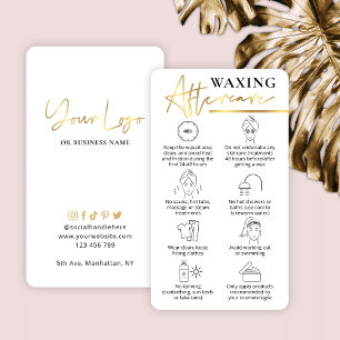 Waxing After Care Guide White & Guld Beauty Pub Visitkort