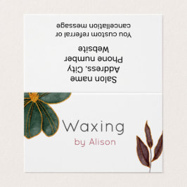 Waxing Esthetician guld maroon teal Visitkort