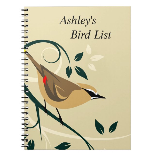Waxwing Bird List Journal Anteckningsbok (Framsidan)