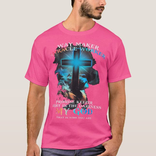 Way Maker Miracle Worker Jesus Lejon T Shirt (Framsida)