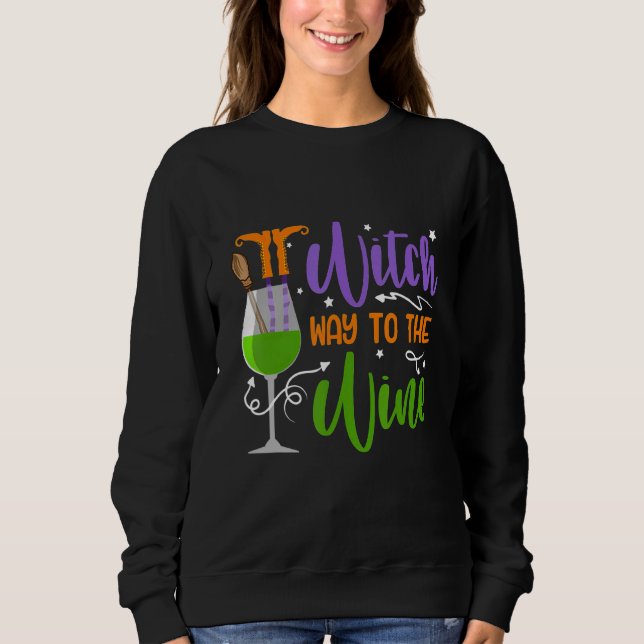 Way To The Wine Halloween Witch Cool Tee (Framsida)