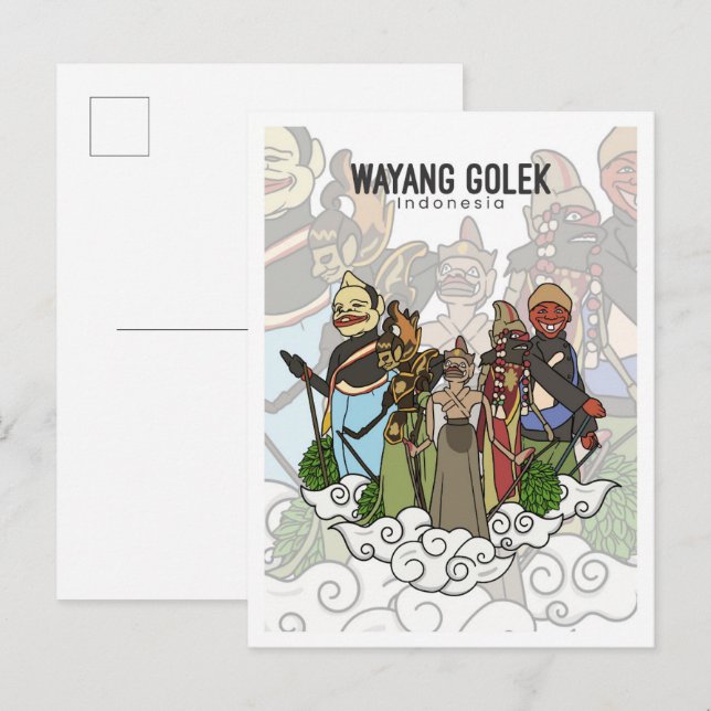 Wayang Golek Västra Java Indonesien Resa Vykort (Fram/baksida)