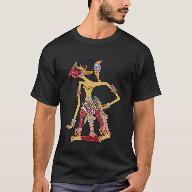 Wayang Setyaki Hjältelika Javanska Dockdesign T Shirt (Framsida)