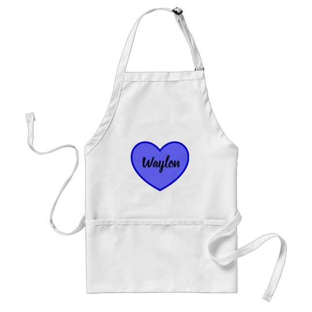 Waylon Namn in Blue Heart Förkläde (Framsidan)