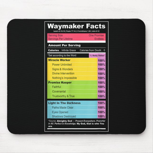Waymaker Facts Christian Tee _ Faith Nutrition Lab Musmatta (Framsidan)