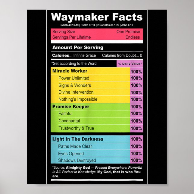 Waymaker Facts Christian Tee _ Faith Nutrition Lab Poster (Framsidan)