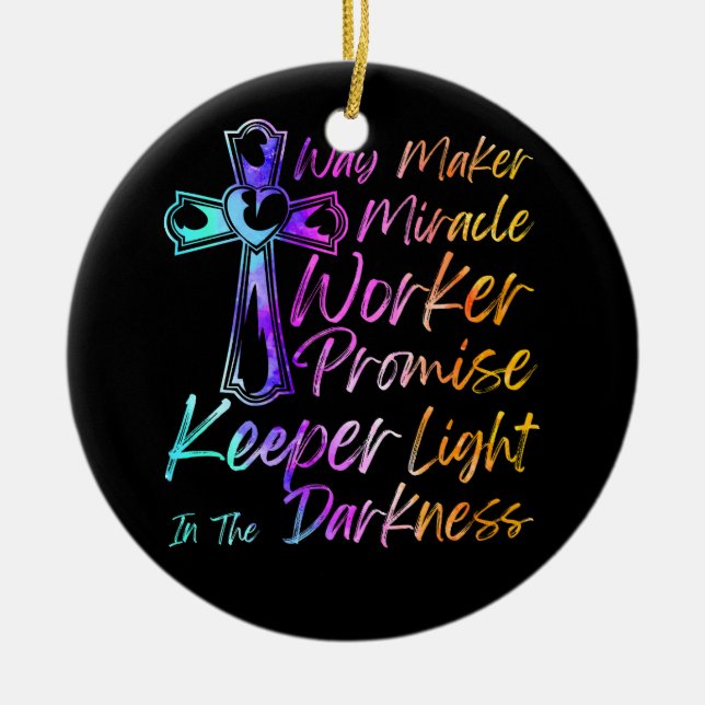 Waymaker Miracle Worker Rainbow Christian Go Julgransprydnad Keramik (Framsidan)