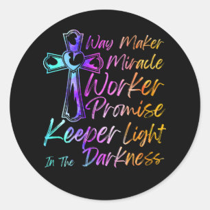 Waymaker Miracle Worker Rainbow Christian Go Runt Klistermärke