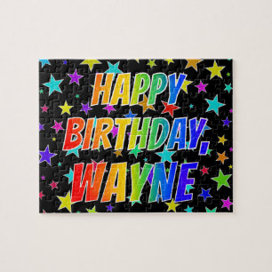 "WAYNE" Förnamn, Kul "GRATTIS PÅ FÖDELSEDAGEN" Pussel