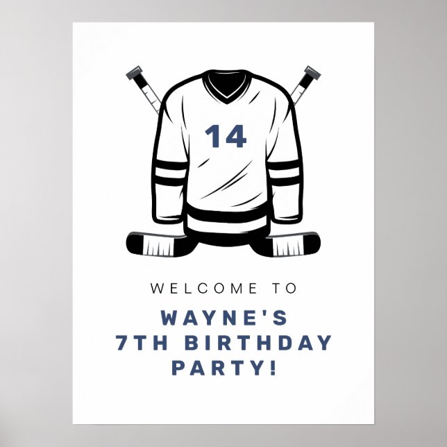 WAYNE Hockey Player Sport S Boy Birthday Välkommen Poster (Framsidan)