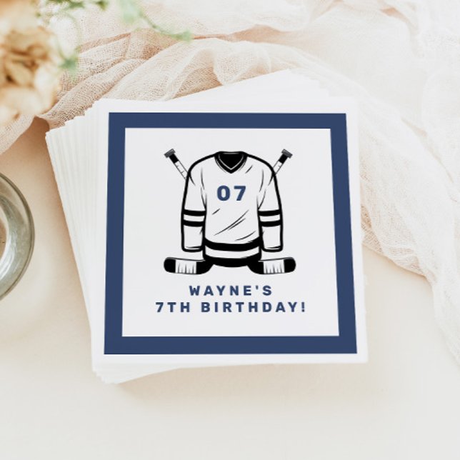 WAYNE Hockey Player Sport Theter Boy Birthday Pappersservett (Skapare uppladdad)