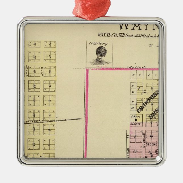 Wayne Nebraska Julgransprydnad Metall (Framsidan)