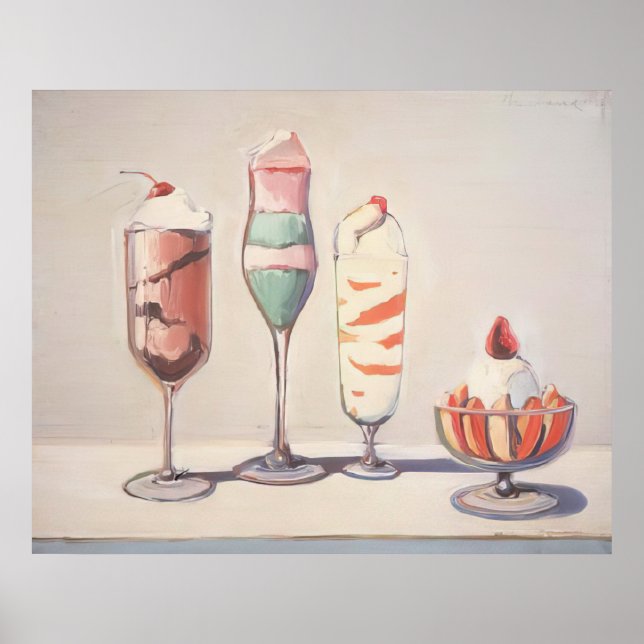 wayne thiebaud - fyra glassar poster (Framsidan)