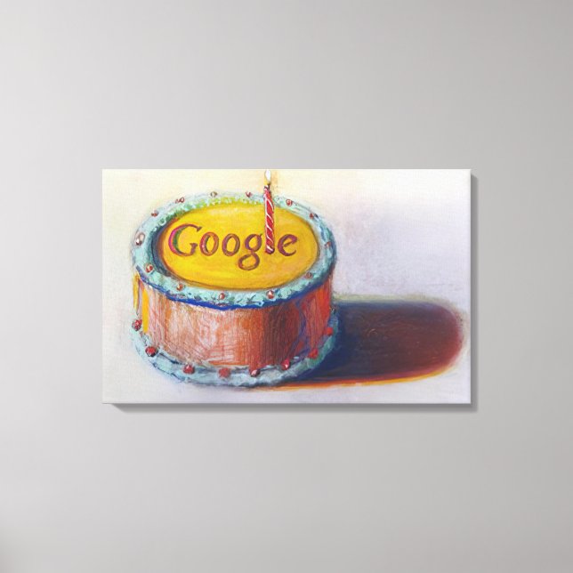 Wayne Thiebaud - Google - 12:e Birthday Cake Doodl Canvastryck (Framsida)