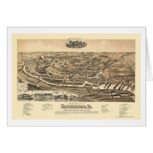 Waynesboro panorama- karta för VA - 1891 Hälsningskort