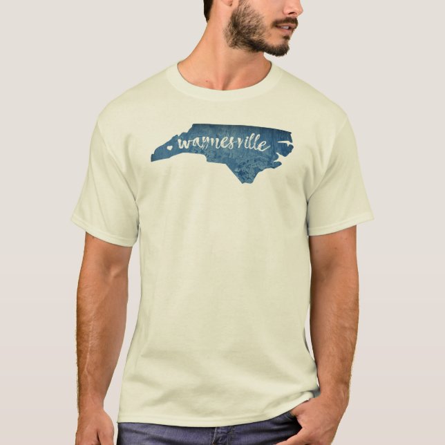 Waynesville North Carolina Wood Grain T Shirt (Framsida)