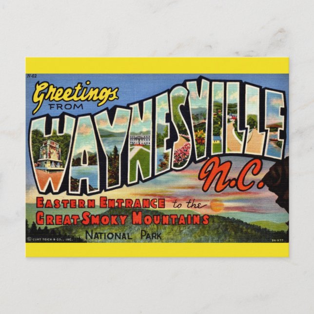 Waynesville Underbar Smoky Mountains Vykort (Framsida)
