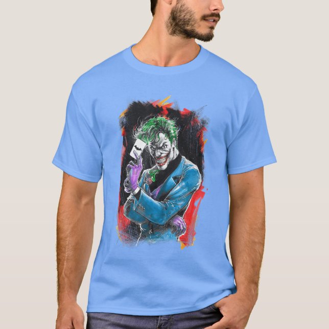 WB100 DC Comics Joker Prince of Crime Flaming Card T Shirt (Framsida)