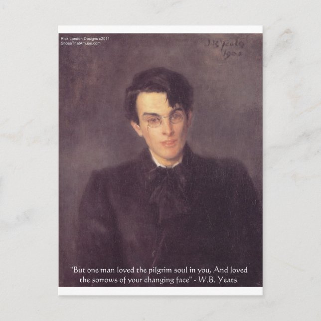 WB Yeats "Pilgrim Soul"-citatteckensnitt och -kort Vykort (Framsida)