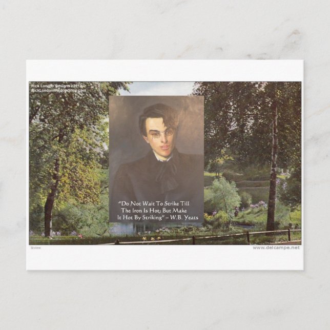 WB Yeats "Strejka Hett Järn", citatteckar etc. Vykort (Framsida)