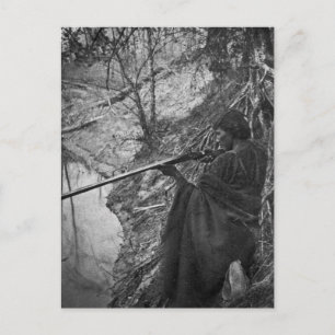 Wbollago Indian Chief Anka Hunting Grayscale Vykort