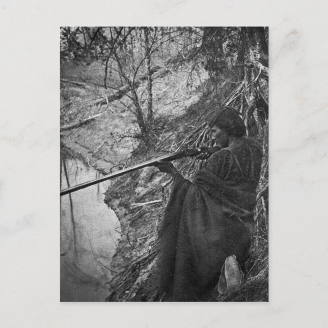 Wbollago Indian Chief Anka Hunting Grayscale Vykort (Framsida)