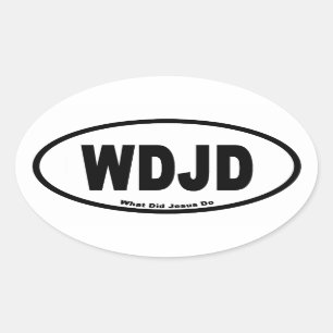 WDJD Vad gjorde Jesus Euro Stil Ovalt Klistermärke