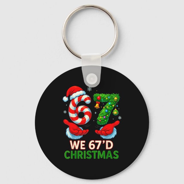 We 67d Christmas 6 7 Meme Funny Xmas Tree Candy Ca Nyckelring (Framsida)