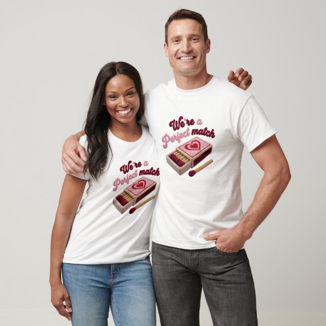 We are a Perfect Match Typography Matching Couple  T Shirt (Unisex)