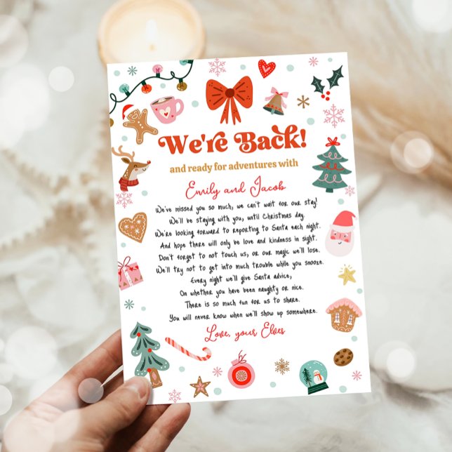 We Are Back Elf Arrival Return Christmas Letter  Inbjudningar (Skapare uppladdad)