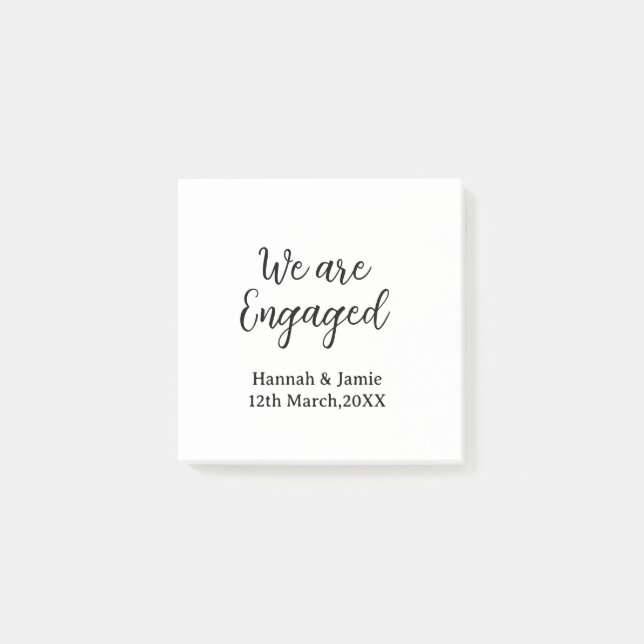 We are Engaged couple name date calligraphystylish Post-it Block (Framsida)