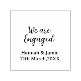 We are Engaged couple name date calligraphystylish Självfärgande Stämpel