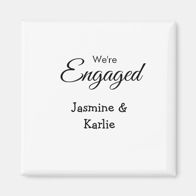 We are engaged couple name romantic stylish simple magnet (Framsidan)