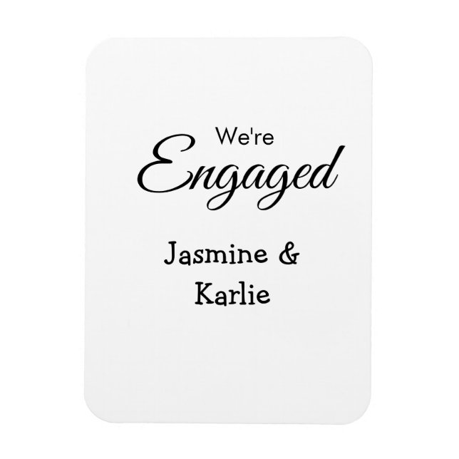 We are engaged couple name romantic stylish simple magnet (Vertikal)