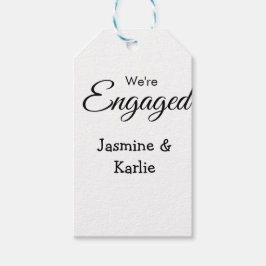 We are engaged couple name romantic stylish simple presentetikett