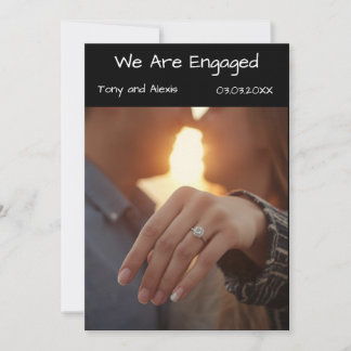 We Are Engaged Photo Announcement Card | Modern  Inbjudningar