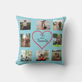 We Are Family Heart 8 Photo Collage Pillow Kudde