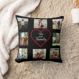 We Are Family Heart 8 Photo Collage Pillow Kudde