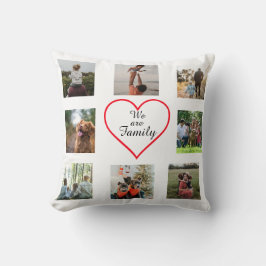We Are Family Heart 8 Photo Collage Pillow Kudde