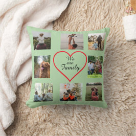 We Are Family Heart 8 Photo Collage Pillow Kudde