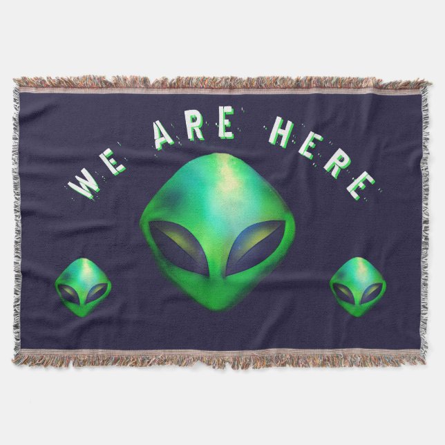 "We Are Here" Green Alien head Filt (Framsidan)