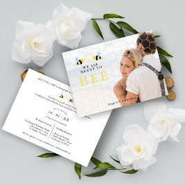We Are meant To Bee Quote Funny Two Bees Wedding Inbjudningar