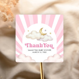 We are Over the Moon Baby Shower Fyrkantigt Klistermärke