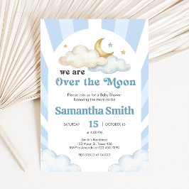 We are Over the Moon Baby Shower Inbjudningar