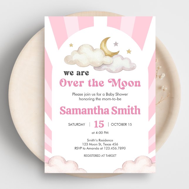 We are Over the Moon Baby Shower Invitation Inbjudningar (Over the Moon Baby Shower Invitation)