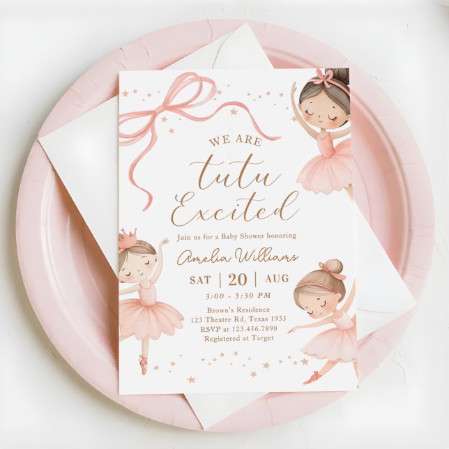 We Are Tutu Excited Ballerina Girl Baby Shower Inbjudningar (Skapare uppladdad)